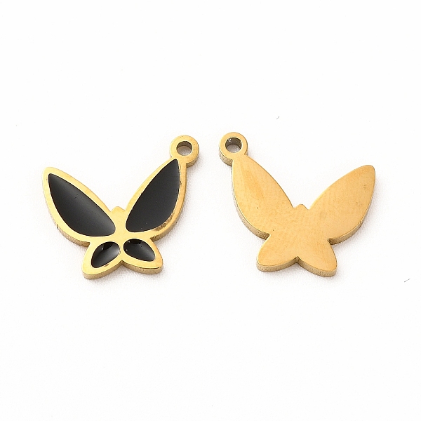 

PandaHall Ion Plating(IP) 304 Stainless Steel Enamel Pendants, Butterfly, Black, 15x13x1mm, Hole: 1.2mm Alloy+Enamel Butterfly Black