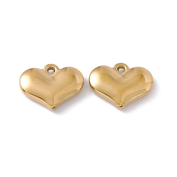 

PandaHall Ion Plating(IP) 304 Stainless Steel Pendants, Heart Charms, Real 18K Gold Plated, 12x15x3mm, Hole: 1mm 304 Stainless Steel Heart