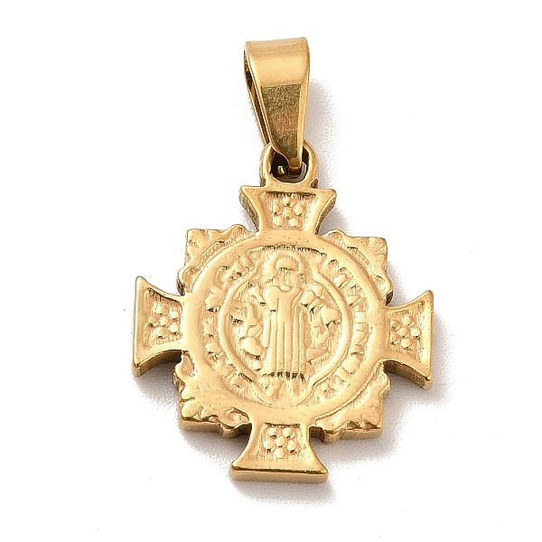 

PandaHall Vacuum Plating 201 Stainless Steel Pendants, Cross with Cssml Ndsmd Cross God Father Religious Christianity, Golden, 18x15x2mm...