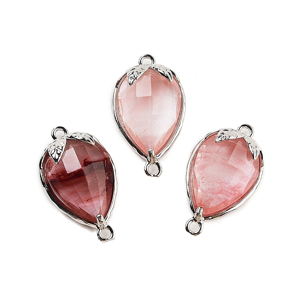 

PandaHall Cherry Quartz Glass Faceted Teardrop Connector Charms, Brass Strawberry Links, Platinum, 20x11.5x5mm, Hole: 1.2mm Cherry Quartz...