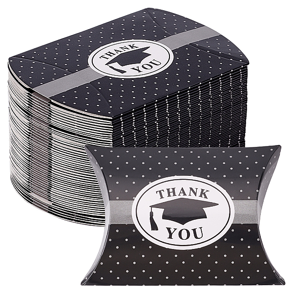 

PandaHall Paper Pillow Candy Box Treat Boxes, for Wedding Favors Baby Shower Birthday Party Supplies, Doctorial Hat Pattern, Black...