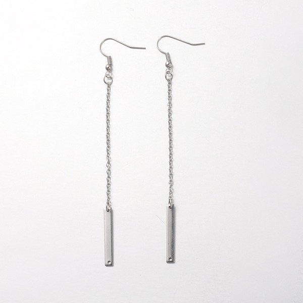 

PandaHall Trendy Stainless Steel Bar Dangle Earrings, with Brass Earring Hooks, Stainless Steel Color, 100mm, Pin: 0.6mm 304 Stainless Steel