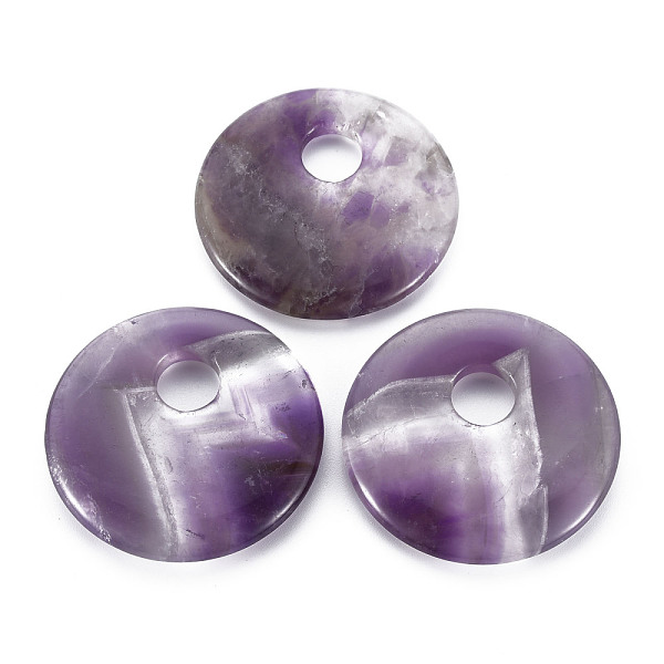 

PandaHall Natural Amethyst Pendants, Donut/Pi Disc, 45x5~7mm, Hole: 10mm Amethyst Donut