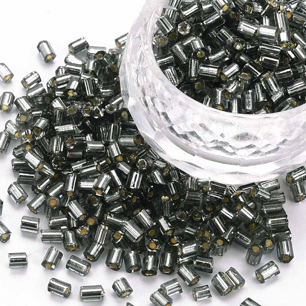

PandaHall 8/0 Glass Bugle Beads, Silver Lined, Gray, 2.5~3x2.5mm, Hole: 1mm, about 15000pcs/pound Glass Gray
