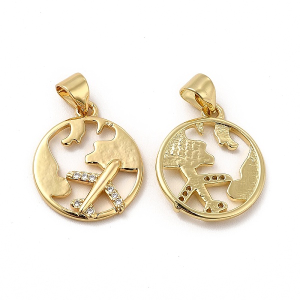 

PandaHall Eco-friendly Rack Plating Brass Micro Pave Cubic Zirconia Pendants, Cadmium Free & Lead Free, Real 18K Gold Plated, Earth & Plane..., Clear