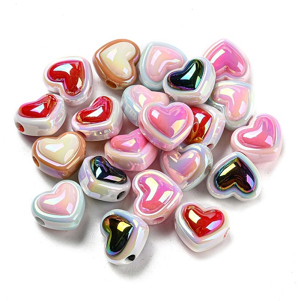 

PandaHall UV Plating Rainbow Iridescent Acrylic Beads, Heart, Mixed Color, 15.6x17.8x12mm, Hole: 3.8mm Acrylic Heart Multicolor