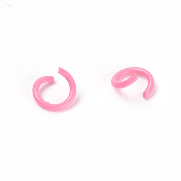 

PandaHall Baking Painted Metal Open Jump Rings, Hot Pink, 8x1.2mm, Inner Diameter: 5.6mm, about 100pcs/bag Alloy Ring