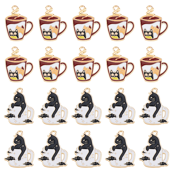 

PandaHall DICOSMETIC 20Pcs 2 Styles Alloy Enamel Pendant, Light Gold, Cup with Cat Charm, Mixed Color, 25~26x19~20x1~2mm, Hole: 1.6~1.8mm..., Multicolor