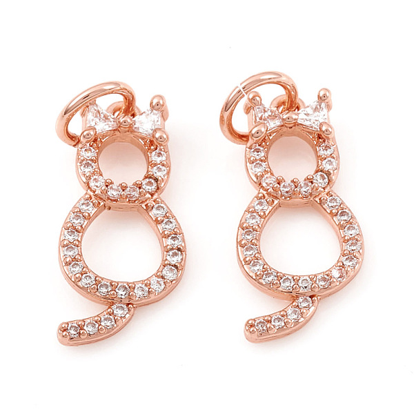 

PandaHall Brass Micro Pave Cubic Zirconia Charms, Cat Shape, Clear, Mixed Color, 15x7x2mm, Hole: 3.5mm Brass+Cubic Zirconia Cat Shape Clear