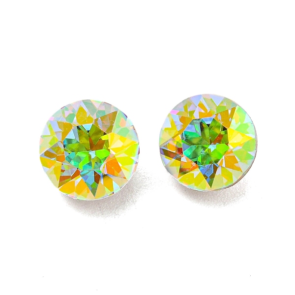 

PandaHall Glass Rhinestone Cabochons, Point Back & Back Plated, Faceted, Diamond, Crystal AB, 8x6mm Glass Rhinestone Diamond Clear