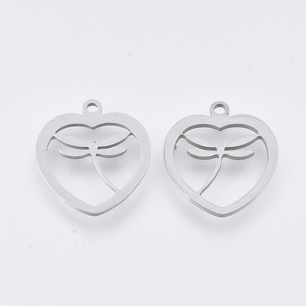 

PandaHall 201 Stainless Steel Pendants, Laser Cut Pendants, Heart with Dragonfly, Stainless Steel Color, 17.5x15.5x1mm, Hole: 1.4mm 201...