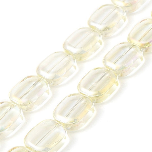 

PandaHall Transparent Electroplate Glass Bead Strands, Rainbow Plated, Rectangle, Champagne Yellow, 12x10x4.5mm, Hole: 1mm, about...
