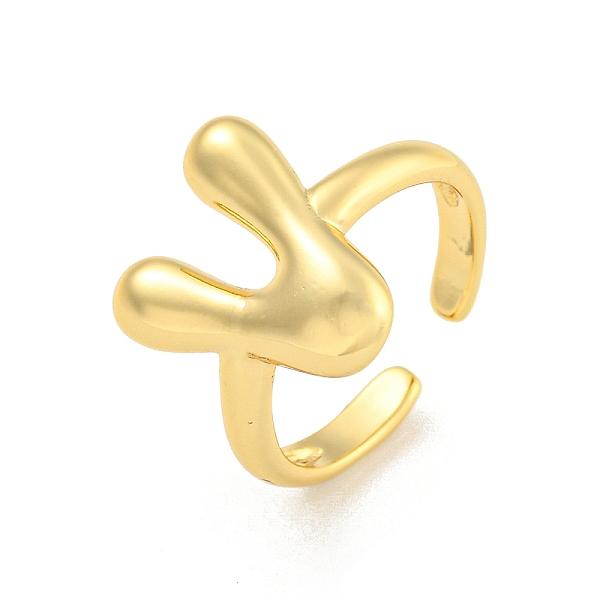 

PandaHall Brass Letter Open Cuff Rings for Women, Adjustable, Real 18K Gold Plated, Letter V, 15~16.5x7~16.5mm Brass Letter V