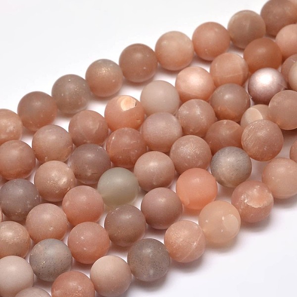 PandaHall Frosted Natural Sunstone Round Beads Strands, 8mm, Hole: 1mm, about 47pcs/strand, 15 inch Sunstone Round