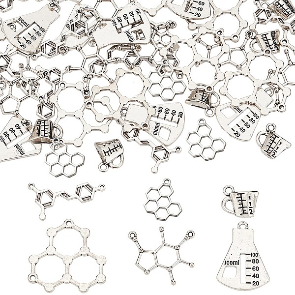 

PandaHall SUNNYCLUE 60Pcs 6 Style Tibetan Style Alloy Pendants, Cadmium Free & Lead Free, Mixed Shapes, Antique Silver...