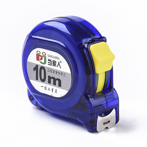 PandaHall Self-Locking Iron Tape Measures, Measure Tool, with Plastic, Blue, 10m(32feet), 86x90x45mm Plastic Blue