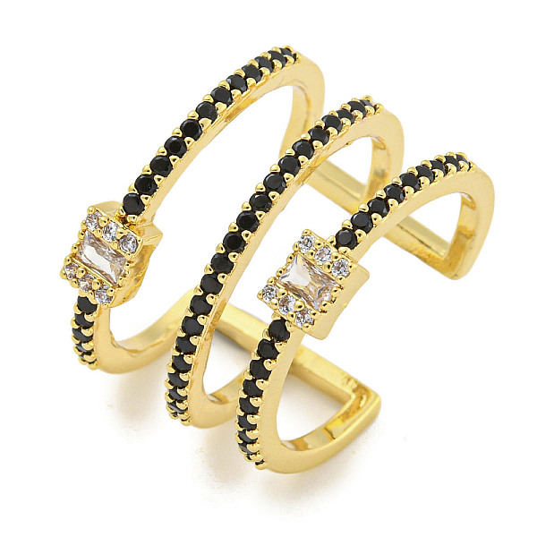 

PandaHall Rectangle Rack Plating Brass Micro Pave Cubic Zirconia Wide Cuff Rings for Women, Cadmium Free & Lead Free, Long-Lasting Plated...