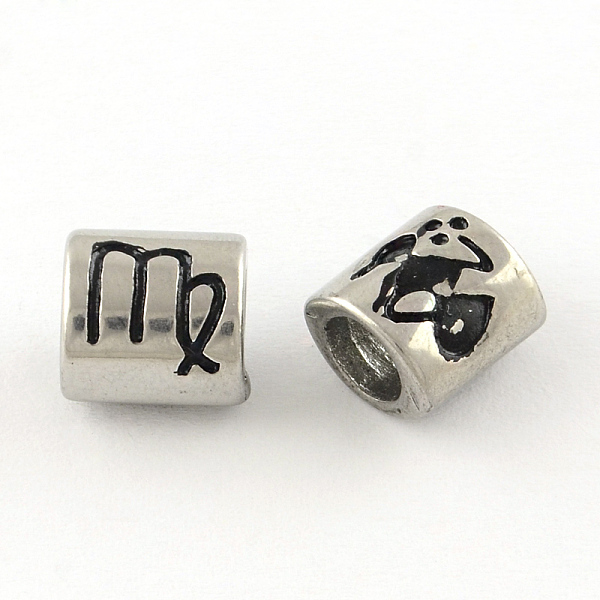 

PandaHall Smooth Surface 304 Stainless Steel European Bead, Large Hole Beads, Oval Constellation/Zodiac Sign Style, Virgo, 9x8.5x6.5mm, Hole...