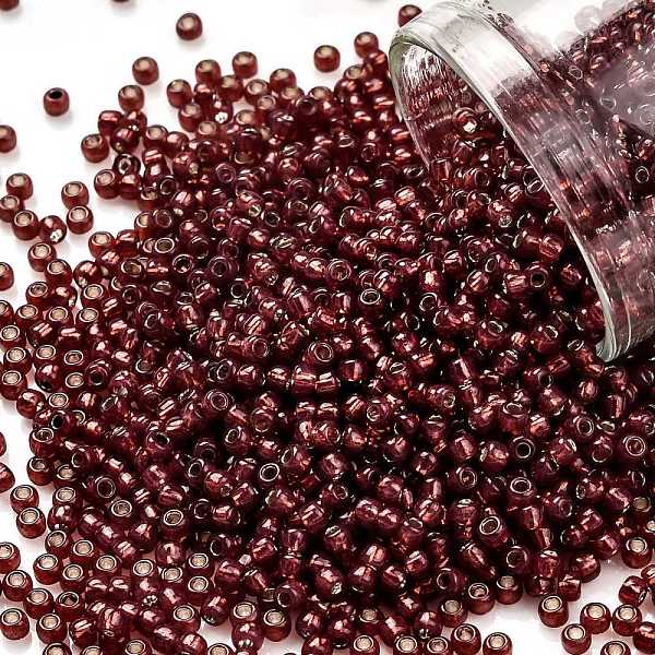 

PandaHall TOHO Round Seed Beads, Japanese Seed Beads, (2113) Silver Lined Milky Pomegranate, 11/0, 2.2mm, Hole: 0.8mm, about 1103pcs/10g..., Purple
