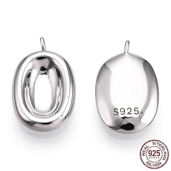 

PandaHall Rhodium Plated 925 Sterling Silver Charms, Oval Charms, Nickel Free, with S925 Stamp, Real Platinum Plated, 14x9x2.5mm, Hole: 1mm...