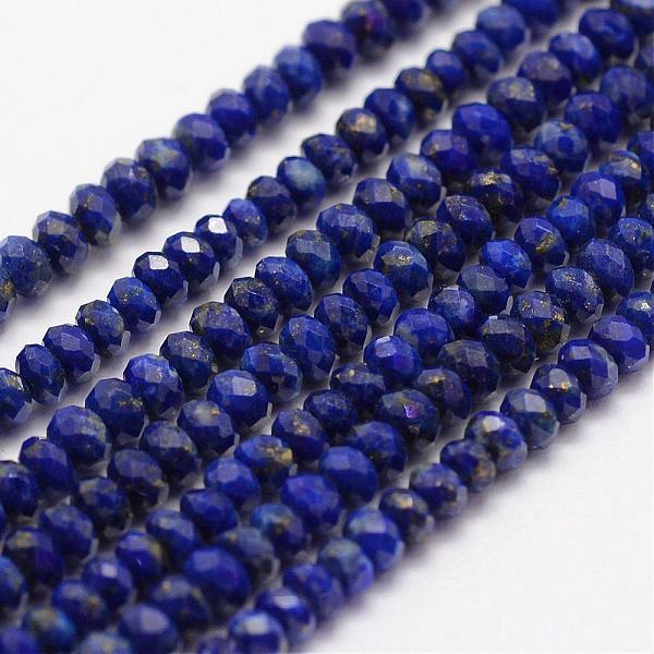 

PandaHall Natural Lapis Lazuli Beads Strands, Faceted, Rondelle, Grade AAA, 3x2mm, Hole: 0.5~0.6mm, about 129~173pcs/strand, 15.5 inch..., Blue