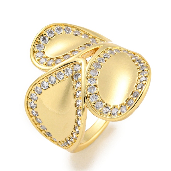 

PandaHall Rack Plating Brass Micro Pave Cubic Zirconia Teardrop Open Cuff Ring for Women, Long-Lasting Plated, Cadmium Free & Lead Free...