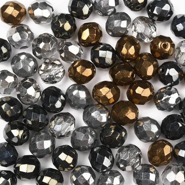 

PandaHall Fire-Polished Czech Glass Beads, Faceted, Ananas, Black, 10x10mm, Hole: 1.4mm, about 60pcs/bag Czech Glass Round Black