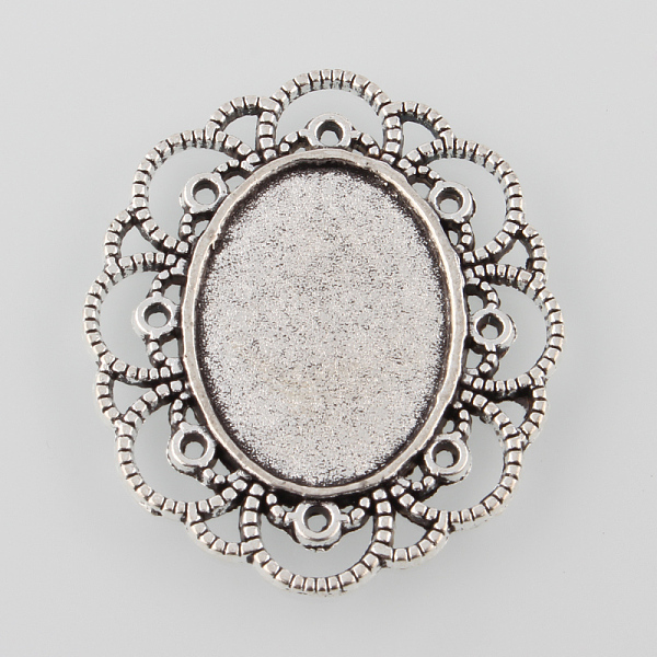 

PandaHall Tibetan Style Alloy Flower Tray Cabochon Settings, Cadmium Free & Lead Free, Antique Silver, Tray: 25x18mm, 41x35x2mm, about...