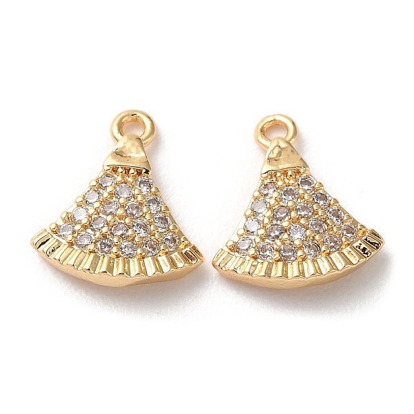 

PandaHall Brass Micro Pave Cubic Zirconia Charms, Fan Shaped, Real 18K Gold Plated, 11x10x2.5mm, Hole: 1.2mm Brass+Cubic Zirconia Fan Clear
