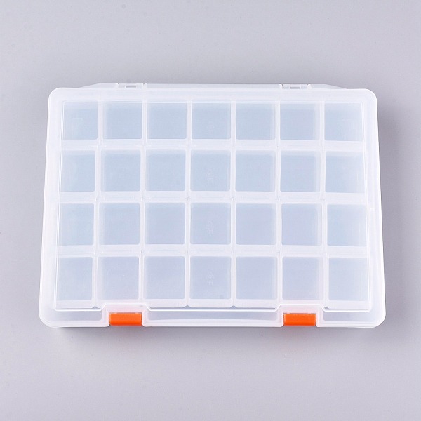 

PandaHall 28 Grids Polypropylene(PP) Craft Organizer Case Storage Box, for Crafting, Beading, Nail Art Rhinestones, Diamond Embroidery..., Clear
