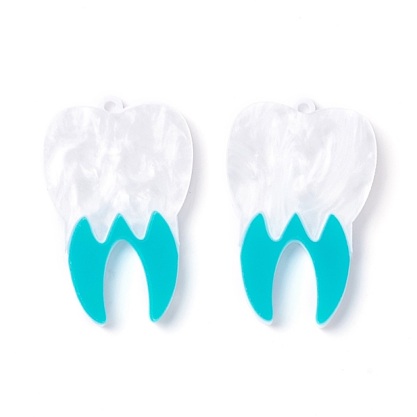 

PandaHall Two Tone Acrylic Pendants, Tooth Shapes, Blue, 39.5x25.6x4mm, Hole: 2mm Acrylic Others Blue