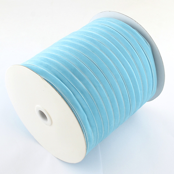 PandaHall 3/8 inch Single Face Velvet Ribbon, Light Sky Blue, 3/8 inch(9.5mm), about 200yards/roll(182.88m/roll) Velvet None Blue