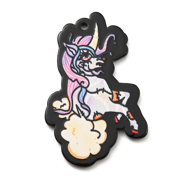 

PandaHall Acrylic Pendants, Skulls Theme, Unicorn, 4.8x3.05x0.25cm, Hole: 2mm Acrylic Unicorn