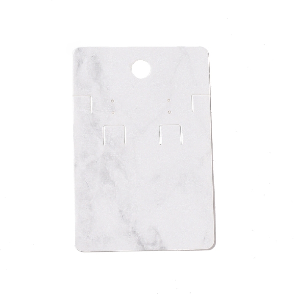 PandaHall Rectangle Marble Paper Jewelry Display Cards with Hanging Hole, for Earring & Necklace Display, White, 9x6x0.05cm, Hole: 1mm Paper...