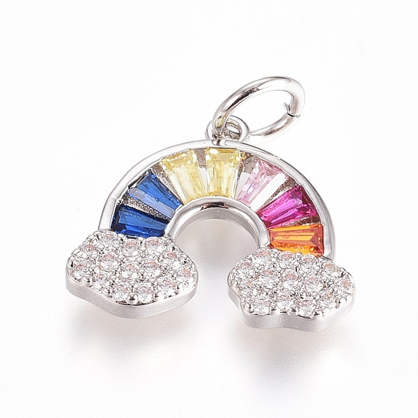 

PandaHall Brass Micro Pave Cubic Zirconia Pendants, with Jump Ring, Long-Lasting Plated, Rainbow, Colorful, Real Platinum Plated...