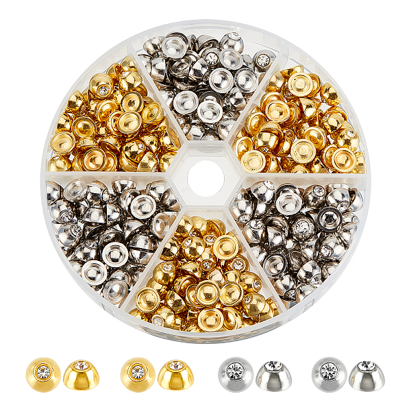 

PandaHall SUPERFINDINGS 2 Colors CCB Plastic Cabochons, Rivet Studs, with Crystal Rhinestone, Half Round, Mixed Color, 7.5x4.5mm, about..., Multicolor