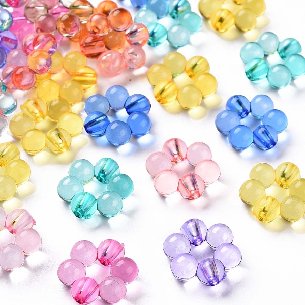 

PandaHall Transparent Acrylic Bead Frames, Flower, Mixed Color, 16.5x15.5x6mm, Hole: 2mm, about 674pcs/500g Acrylic Flower Multicolor