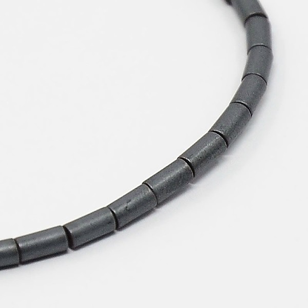 Matte Grade A Non-magnetic Synthetic Hematite Column Beads Strands