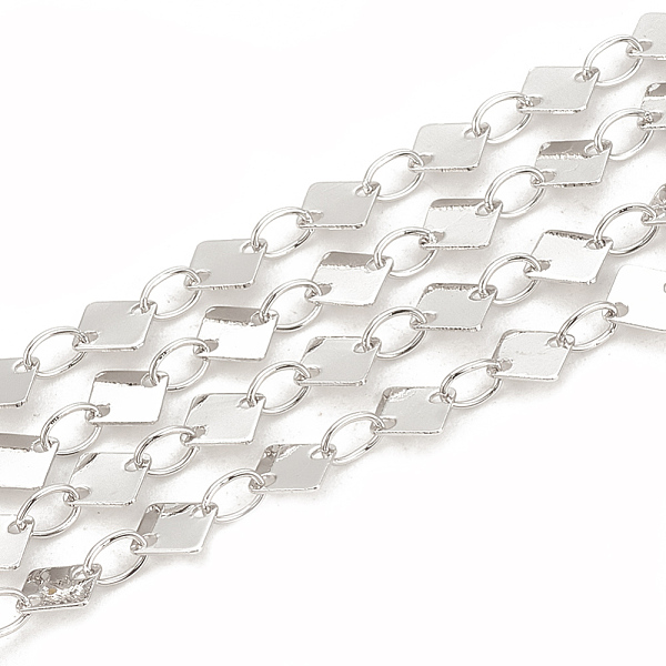 

PandaHall Brass Link Chains, Rhombus, Soldered, Real Platinum Plated, 5x5mm Brass