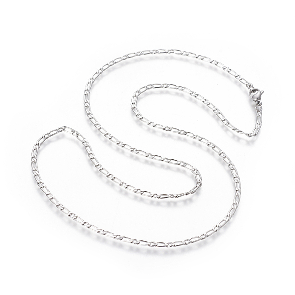 

PandaHall 304 Stainless Steel Figaro Chain Necklaces, with Lobster Claw Clasps, Stainless Steel Color, 23.66 inch(60.1cm), 2.5mm 304...
