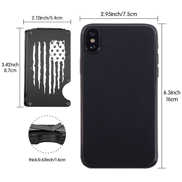 

PandaHall CREATCABIN American Flag Engraved Money Clip for Men Slim Metal Money Clip Credit Card Holder Rfid Blocking Son Dad Husband Front...