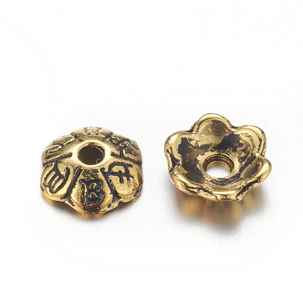 6 -petal Tibetischen Stil Legierung Blume Perlenkappen
