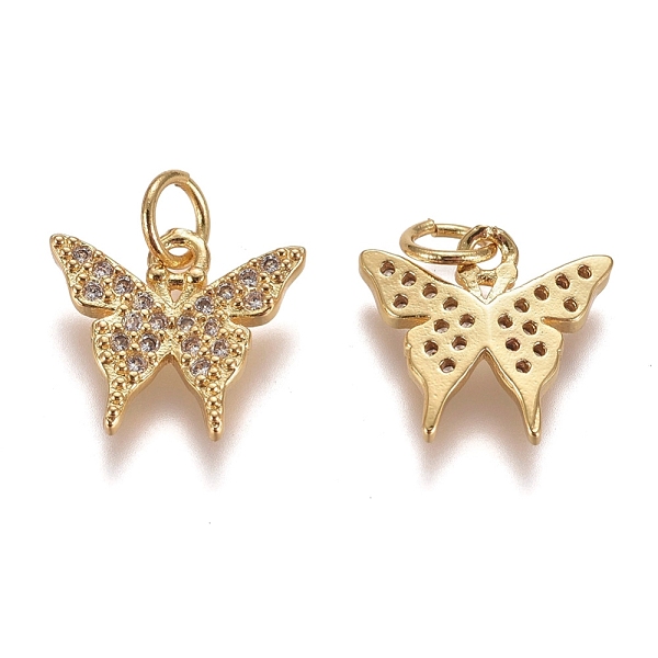 

PandaHall Brass Micro Pave Clear Cubic Zirconia Charms, with Jump Rings, Butterfly, Golden, 11x12.5x2.5mm, Hole: 3mm Brass+Cubic Zirconia...