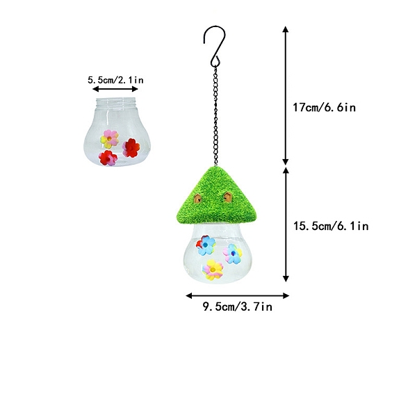 

PandaHall Resin & ABS Bird Hanging Feeder, Outdoor Bird Feeder, Garden Decoration Container, Mushroom House Shape, Light Sky Blue, 325mm...