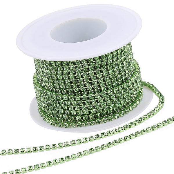 

PandaHall GORGECRAFT 10 Yds 2.5mm Rhinestone Chain Sparkling Crystal Rhinestone Close Claw Chain Trim for DIY Sewing Crafts Jewellery..., Green