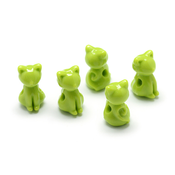 

PandaHall Opaque Acrylic Kitten Beads, Cat, Yellow Green, 14.5x8.5x9.5mm, Hole: 2.5mm, about 860pcs/500g Acrylic Cat Shape Green
