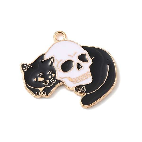 

PandaHall Alloy Enamel Pendants, Light Gold, Cat Charm, Skull, 20.5x25.5x1mm, Hole: 2mm Alloy+Enamel Skull