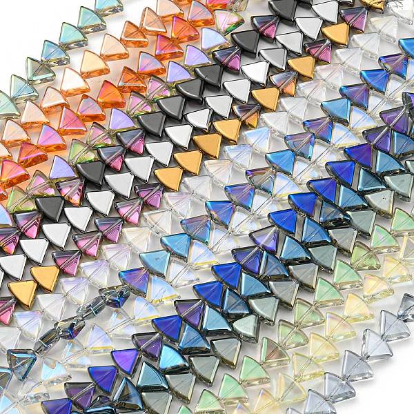 

PandaHall Electroplate Glass Beads Strands, Fan, Mixed Style, Mixed Color, 8x10.5x4mm, Hole: 1mm, about 80pcs/strand, 25.51 inch(64.8cm)..., Multicolor