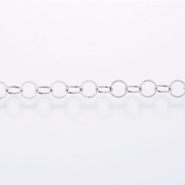 

PandaHall Handmade 304 Stainless Steel Rolo Chains, Soldered, with Spool, Stainless Steel Color, 5x0.5mm, about 32.8 Feet(10m)/roll 304...