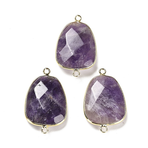 

PandaHall Natural Amethyst Faceted Connector Charms, Rack Plating Brass Teardrop Charms, Cadmium Free & Lead Free, 33.5~34x21x6~6.5mm, Hole...